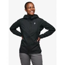 Kurtka softshell damska Black Diamond Alpine Start Insulated Hoody. Czarne kurtki przejściowe sportowe Black Diamond, bez wzorów, z softshellu, bez kaptura, trekkingowe. Za 806.99 zł.