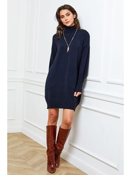 Joséfine Sukienka dzianinowa "Halof" w kolorze granatowym rozmiar: S. Niebieskie sukienki Joséfine, s, bez wzorów, z dzianiny, bez kołnierzyka, bez ramiączek, mini. Za 148.96 zł.