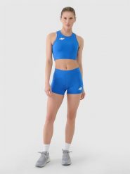 4F Legginsy krótkie treningowe damskie - niebieskie L. Niebieskie legginsy 4f, bez wzorów, z dzianiny, sportowe, krótkie. Za 89.99 zł.