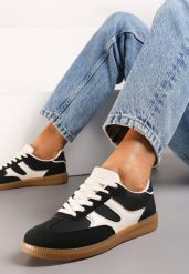 Czarne Sneakersy Tenisówki Ozdobione Wstawkami Ysalesa. Czarne buty sportowe lifestyle Renee, bez wzorów, sportowe, bez zapięcia. W wyprzedaży za 67.99 zł.