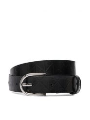 Calvin Klein Pasek Damski Round Buckle Debossed LV04F7143G Czarny. Czarne paski Calvin Klein, bez wzorów, ze skóry. Za 249.99 zł.
