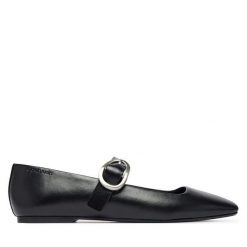 Baleriny Calvin Klein. Czarne baleriny Calvin Klein, bez wzorów, bez obcasa, bez zapięcia. Za 489.99 zł.