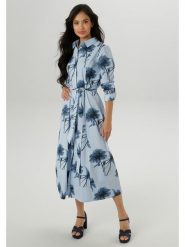 Aniston Sukienka w kolorze błękitno-granatowym rozmiar: 42. Niebieskie sukienki Aniston, bez wzorów, z bawełny, bez kołnierzyka, bez ramiączek, maxi. Za 87.40 zł.