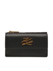 KARL LAGERFELD Portfel damski A1W32058 Czarny. Czarne portfele KARL LAGERFELD, bez wzorów, ze skóry. Za 289.99 zł.
