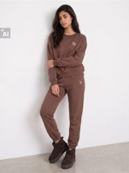 Bluza crewneck z bawełną i ozdobną aplikacją - brązowy. Brązowe bluzy bez kaptura Sinsay, l, z aplikacjami, z bawełny, bez kaptura. Za 39.99 zł.