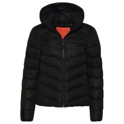 Damska kurtka z kapturem z mikrofibry Superdry. Czarne kurtki Superdry, bez wzorów, z mikrofibry, z kapturem. Za 500.95 zł.