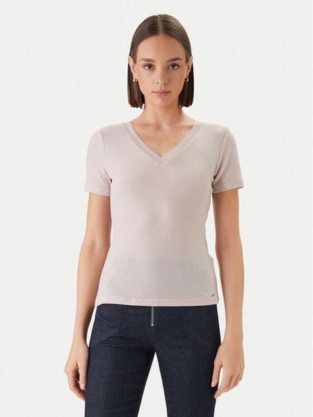 Morgan Bluzka 212-DIWI Różowy Regular Fit. Czerwone bluzki Morgan, xs, bez wzorów, z syntetyku, bez kołnierzyka, bez ramiączek. Za 116.99 zł.