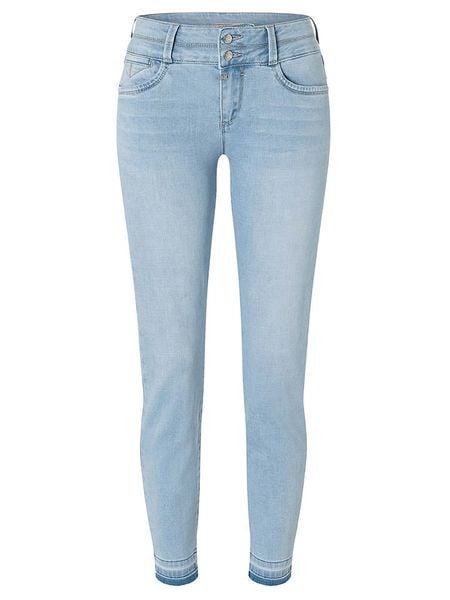 Timezone Dżinsy "Enya" - Slim fit - w kolorze błękitnym rozmiar: W29. Niebieskie jeansy Timezone, z aplikacjami. Za 118.28 zł.