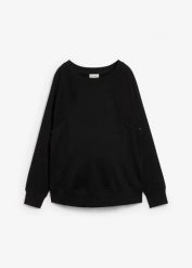 Bluza ciążowa i do karmienia z bawełny organicznej, 2 w 1. Czarne bluzy bonprix, bez wzorów, z bawełny, bez ramiączek, bez kaptura. Za 124.99 zł.