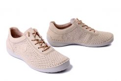 RIEKER 52546-60 beige, półbuty damskie. Brązowe półbuty wsuwane Rieker, bez wzorów, bez obcasa. Za 319.90 zł.