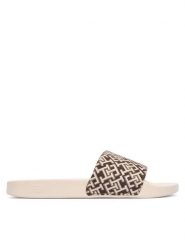 Tommy Hilfiger Klapki Monogram Pool Slide FW0FW09423 Brązowy. Brązowe klapki Tommy Hilfiger, bez wzorów, z materiału, bez obcasa, bez zapięcia. Za 169.99 zł.