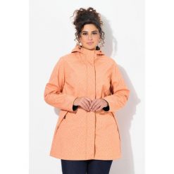 Damskie Długa kurtka softshell wodoodporna wzór z kroplami deszczu kaptur. Brązowe kurtki przejściowe sportowe Ulla Popken, plus size, bez wzorów, z elastanu, bez kaptura, trekkingowe. Za 584.99 zł.