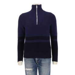 Second life - Damski sweter z zamkiem na ćwierć w kolorze granatowym - Jak nowy. Niebieskie swetry Ralph Lauren, bez wzorów, bez ramiączek. Za 127.76 zł.