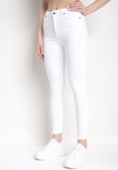 Białe Jeansy Bawełniane o Fasonie Skinny Larnfe. Białe jeansy Born2be, m, bez wzorów, z bawełny, eleganckie. W wyprzedaży za 84.99 zł.