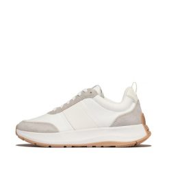 Damskie zamszowe buty sportowe FitFlop F-Mode Flow. Białe buty treningowe FIT FLOP, bez wzorów, z materiału, bez zapięcia. Za 564.00 zł.