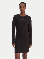 Calvin Klein Jeans Sukienka dzianinowa LV047E219G Czarny Slim Fit. Czarne sukienki Calvin Klein Jeans, m, bez wzorów, z dzianiny, bez kołnierzyka, bez ramiączek. Za 409.99 zł.