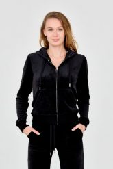 JUICY COUTURE Czarna bluza Robertson Hoodie. Czarne bluzy Juicy Couture, s, bez wzorów, bez ramiączek, z kapturem. W wyprzedaży za 238.99 zł.
