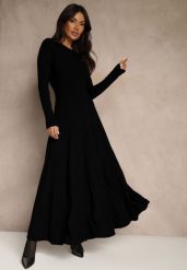 Czarna Rozkloszowana Sukienka z Bawełny Tusmala. Czarne sukienki Renee, na co dzień, l, bez wzorów, z bawełny, eleganckie, bez kołnierzyka, bez ramiączek, maxi, proste. Za 159.99 zł.