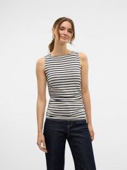 Vero Moda Top w kolorze czarno-białym rozmiar: XS. Białe topy Vero Moda, xs, bez wzorów, bez kołnierzyka, bez ramiączek. Za 52.92 zł.