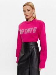 ROTATE Sweter Firm Rhinestone 1001151979 Różowy Regular Fit. Czerwone swetry ROTATE, bez wzorów, z bawełny, bez ramiączek. Za 759.99 zł.