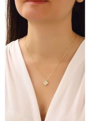 Miu Silver Pozłacany naszyjnik z zawieszką - dł. 42 cm rozmiar: onesize. Białe naszyjniki Miu Silver, z materiału, z cyrkonią, pozłacane. Za 86.99 zł.