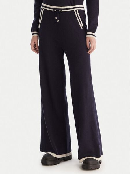 Gaudi Spodnie dzianinowe 521BD23001 Granatowy Wide Leg. Niebieskie spodnie materiałowe Gaudi, bez wzorów, z dzianiny. Za 469.99 zł.
