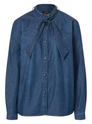 More & More Bluzka dżinsowa w kolorze granatowym rozmiar: 40. Niebieskie bluzki More & More, bez wzorów, bez kołnierzyka, bez ramiączek. Za 113.99 zł.