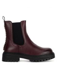 JENNY Botki HY60208-1 Bordowy. Czerwone botki Jenny, bez wzorów, bez obcasa, na płaskiej podeszwie, bez zapięcia. Za 143.99 zł.