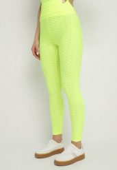 Jasnozielone Legginsy Sportowe z Elastyczną Gumką i Tłoczonym Wzorem Ardisa. Zielone legginsy Born2be, bez wzorów, z jeansu, sportowe. Za 34.99 zł.