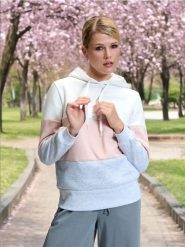 Bluza z kapturem - kremowy. Białe bluzy z kapturem Sinsay, l, bez wzorów, z kapturem. Za 49.99 zł.