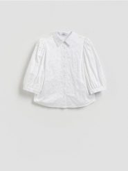 Koszula z haftem - biały. Białe koszule Reserved, l, bez wzorów, z bawełny, bez kołnierzyka, bez ramiączek. Za 109.99 zł.