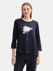 Tom Tailor Bluzka 1043110 Granatowy Regular Fit. Niebieskie bluzki Tom Tailor, s, bez wzorów, z wiskozy, bez kołnierzyka, bez ramiączek. Za 89.99 zł.