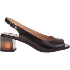 Marco Shoes Wygodne damskie sandały z ciekawym obcasem czarne. Czarne sandały Marco Shoes, bez wzorów, bez obcasa, bez zapięcia. Za 269.00 zł.