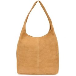 Shopperka skórzana VERA PELLE musztardowa U35. Torebki klasyczne bez wzorów, ze skóry, zamszowe, bez dodatków. Za 153.99 zł.