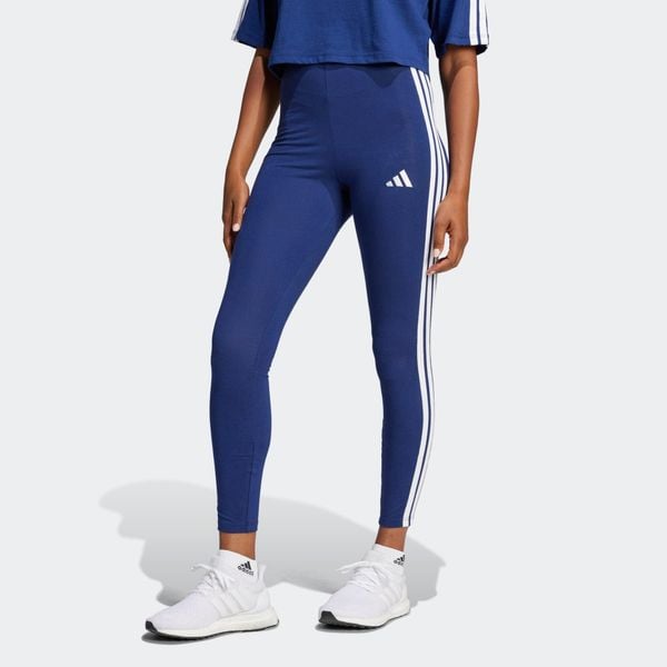 Legginsy fitness damskie ADIDAS. Niebieskie legginsy adidas, bez wzorów, z bawełny, sportowe. W wyprzedaży za 99.99 zł.