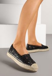 Czarne Espadryle z Plecionką i Ażurowymi Wycięciami z Koronką Janiriss. Czarne espadryle Born2be, w ażurowe wzory, z koronki, eleganckie, bez obcasa. W wyprzedaży za 80.74 zł.
