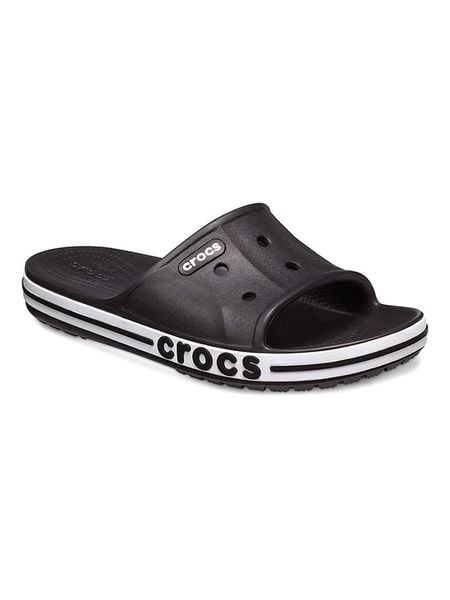 Crocs Klapki "Bayaband" w kolorze czarnym rozmiar: 42/43. Czarne klapki Crocs, bez wzorów, klasyczne, z otwartym noskiem, bez obcasa, bez zapięcia. Za 118.28 zł.