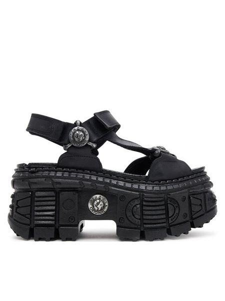 NEW ROCK Sandały M-BIOS130-C7 Czarny. Czarne sandały NEW ROCK, bez wzorów, ze skóry, rockowe, bez obcasa, na koturnie, bez zapięcia. Za 719.99 zł.