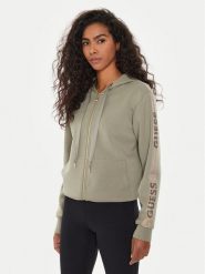 Guess Bluza W4YQ22 KBYE2 Zielony Regular Fit. Zielone bluzy Guess, xs, z aplikacjami, z syntetyku, bez kaptura. Za 249.99 zł.
