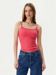 Tommy Jeans Top Essential DW0DW20675 Różowy Slim Fit. Czerwone topy Tommy Jeans, xl, bez wzorów, z bawełny, bez kołnierzyka, bez ramiączek. Za 79.99 zł.