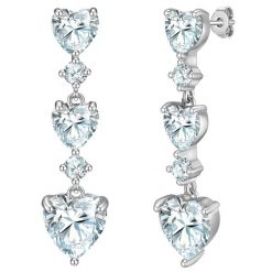 Yokoamii Kolczyki wiszace serce z mosiadzu w srebrze z Cyrkonia 1 ct Damski. Białe kolczyki Yokoamii, z cyrkonią, posrebrzane. Za 159.99 zł.