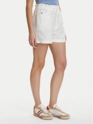 Tommy Jeans Szorty materiałowe DW0DW22227 Biały Regular Fit. Białe szorty Tommy Jeans, bez wzorów, z jeansu. Za 329.99 zł.