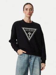Guess Bluza W6YQ14 K4352 Czarny Relaxed Fit. Czarne bluzy Guess, xxl, z aplikacjami, z bawełny, bez ramiączek, bez kaptura. Za 394.99 zł.