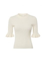 Y.A.S Damska koszula z dzianiny - YASMikla Kobiety Sztuczne włókno biały wypukły wzór tkaniny, XL. Białe koszule Y.A.S., s, bez wzorów, z dzianiny, bez kołnierzyka, bez ramiączek. Za 299.95 zł.