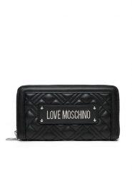 LOVE MOSCHINO Duży Portfel Damski JC5600PP1MLA000B Czarny. Czarne portfele Love Moschino, bez wzorów, ze skóry. Za 359.99 zł.