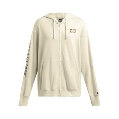 Bluza damska Under Armour Project Rock HWT Full Zip Hard at Work. Czarne bluzy Under Armour, l, bez wzorów, rockowe, bez ramiączek, bez kaptura. Za 359.99 zł.