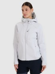 4F Kurtka softshell wiatroodporna membrana 10000 damska - szara XS. Szare kurtki 4f, l, bez wzorów, z dzianiny, z kapturem, wspinaczkowe, windstopper. W wyprzedaży za 219.99 zł.