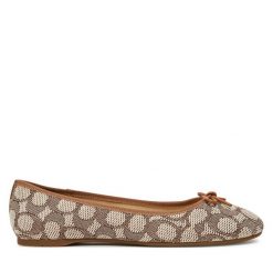 Baleriny Coach. Brązowe baleriny Coach, bez wzorów, bez obcasa, bez zapięcia. Za 579.99 zł.