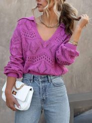 Milan Kiss Sweter w kolorze fioletowym rozmiar: M. Różowe swetry Milan Kiss, m, bez wzorów, bez ramiączek. Za 178.37 zł.