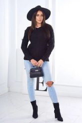 Sweter z warkoczowym splotem czarny. Czarne swetry KESI, l, bez wzorów, z jeansu, eleganckie, plus size, bez ramiączek. Za 150.97 zł.